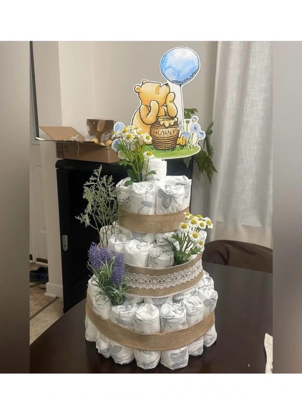 Neutral Baby Diaper Cake Centerpiece with any  Accents can be customized !!